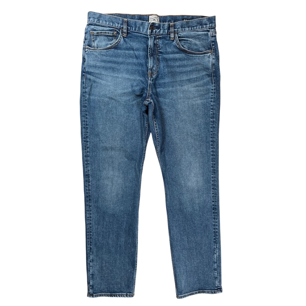 Faherty Jeans Men 36 Blue Straight Leg Feel Good Special Weave Organic Cotton
